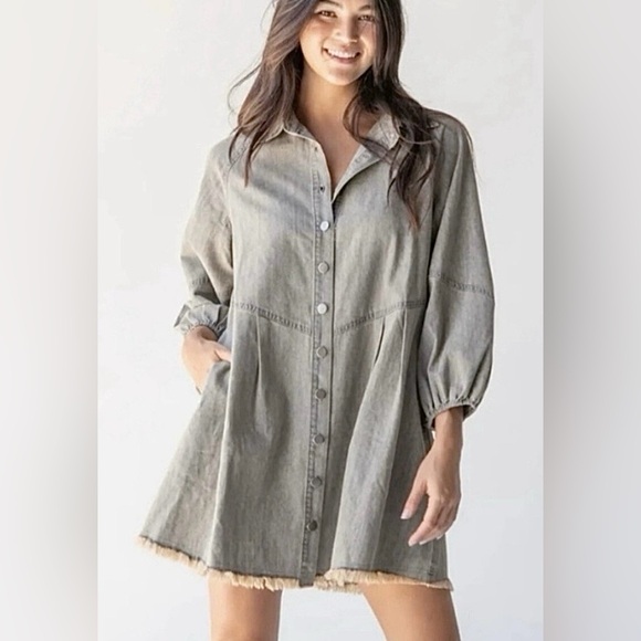 NATURAL LIFE Dresses & Skirts - NWT Natural Life Melissa Grey Shirt Dress Size M